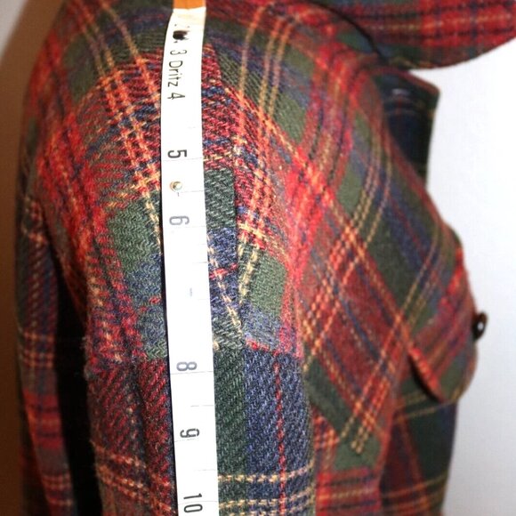 Vintage Women's Plaid Heavy Wool Coat Button Up Pladed Jacket Size 16 - Picture 8 of 15
